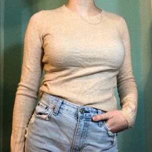 Boo Gemes Sweater w Pink Knit Elbow Details